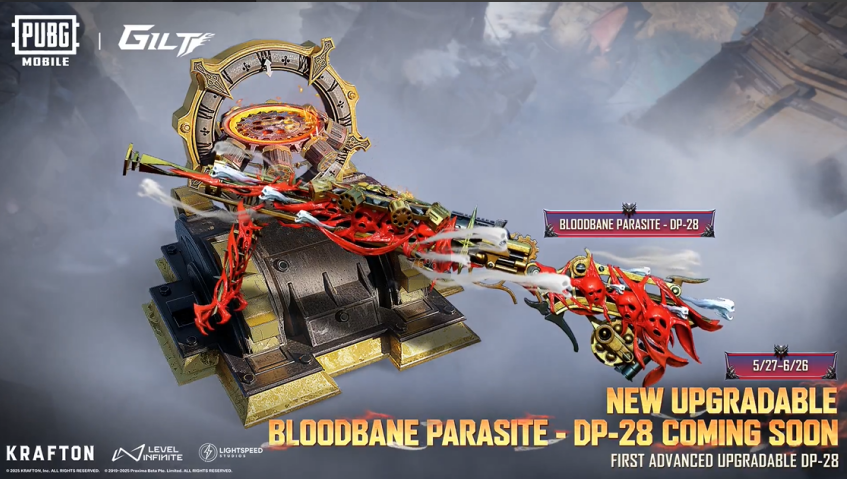 PUBG MOBILE Releases First Ultimate DP-28 Skin – Bloodbane Parasite Showcase & Full Evolution